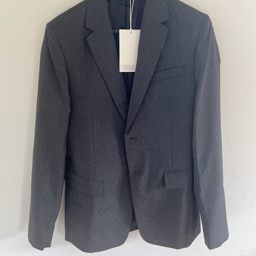 COS Slim Fit Merino Wool Jacquard Blazer in Grey Size 36R